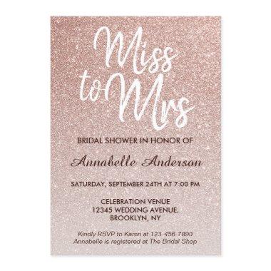 Miss to Mrs Pink Rose Gold Glitter