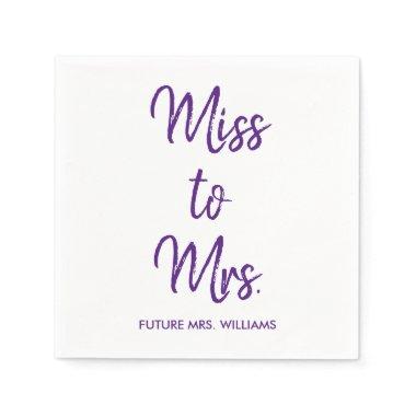 Miss to Mrs Purple  Bachelorette Hen Napkins