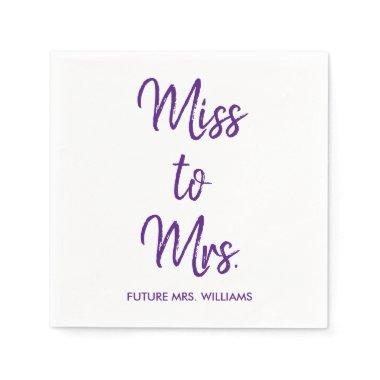 Miss to Mrs Purple Bridal Shower Bachelorette Hen Napkins