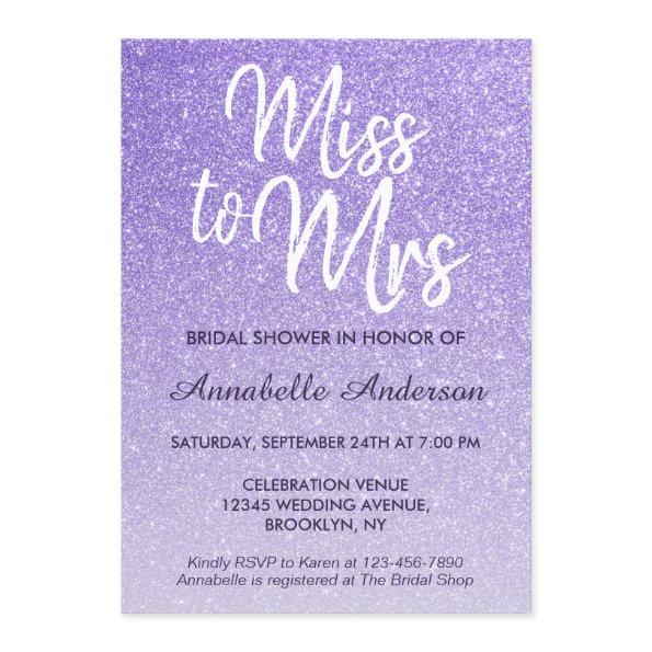 Miss to Mrs Purple Violet Glitter