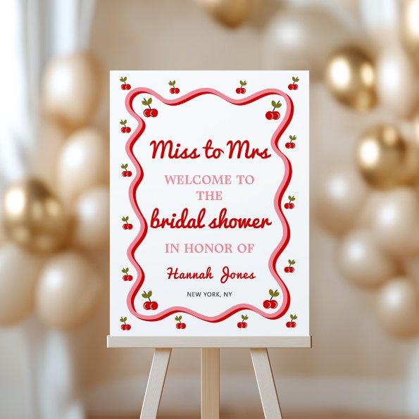 Miss to Mrs Retro Cherry  Welcome Foam Board