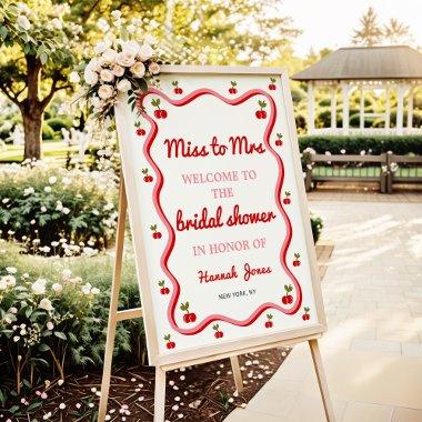 Miss to Mrs Retro Cherry  Welcome Poster