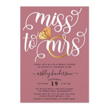 Miss To Mrs Rose Gold Bridal Shower Invitations