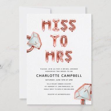 Miss To Mrs Rose Gold Bridal Shower Invitations