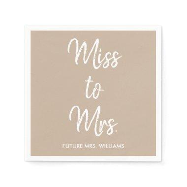 Miss to Mrs Tan  Bachelorette Party Napkins
