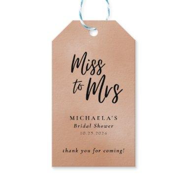 Miss to Mrs Terracotta Calligraphy Bridal Shower Gift Tags