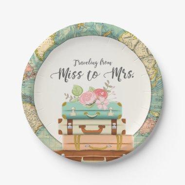 Miss to Mrs Travel  Paper Plates
