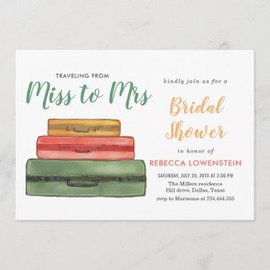 Miss To Mrs Travel Theme Bridal Shower | Suitcase Invitations