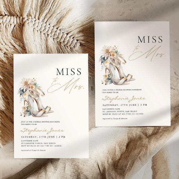 Miss To Mrs. Wedding Heels Bridal Shower Invitations