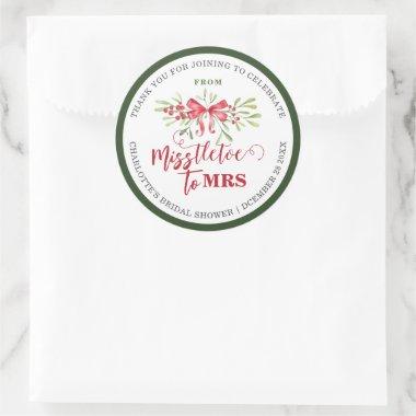 Miss To Mrs Winter Mistletoe Custom  Classic Round Sticker