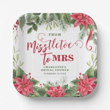 Misstletoe To Mrs Winter Poinsettia  Paper Plates