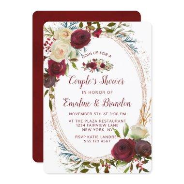 Mistletoe Manor Oval Frame Couple's Wedding Shower Invitations