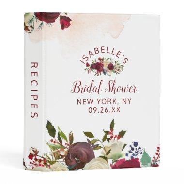 Mistletoe Manor Watercolor Bridal Shower Recipe Mini Binder