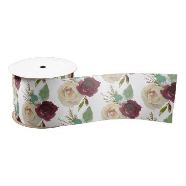 Mistletoe Manor Watercolor Lush Bouquets Wedding Satin Ribbon