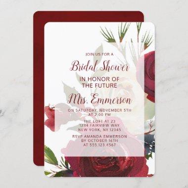 Mistletoe Manor Watercolor Wedding Bridal Shower Invitations