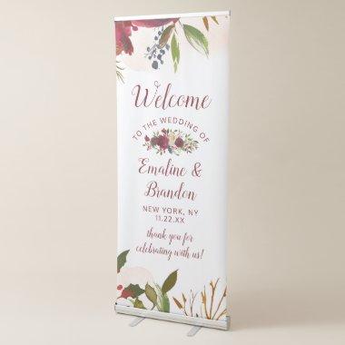 Mistletoe Manor Watercolor Winter Wedding Welcome Retractable Banner