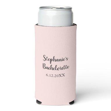 Misty Rose Pink Wedding Bachelorette Party Gift Seltzer Can Cooler
