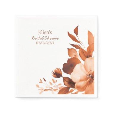 Mocha Blooms Watercolor Custom  Napkins