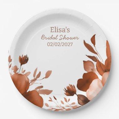 Mocha Blooms Watercolor Custom  Paper Plates