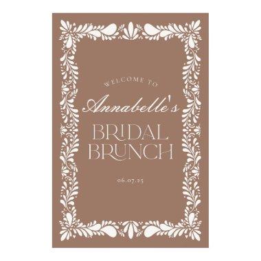 Mocha Brown Talavera Fiesta Bridal Brunch Welcome Poster