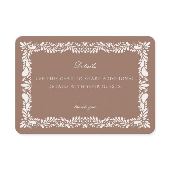 Mocha Brown Talavera Tile Details  Insert
