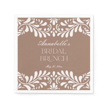 Mocha Brown Talavera Tile Fiesta Bridal Brunch Napkins