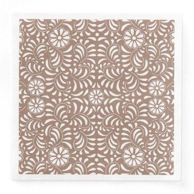 Mocha Brown Talavera Tile Spanish Style Fiesta Paper Dinner Napkins