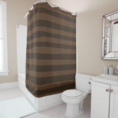 Mocha Brown Whimsical Funky Stripes Modern Chic Shower Curtain