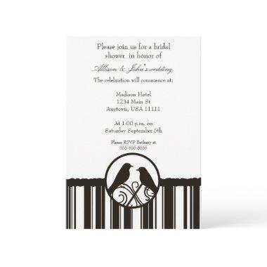 Mocha Stripe Bridal Shower Invitations