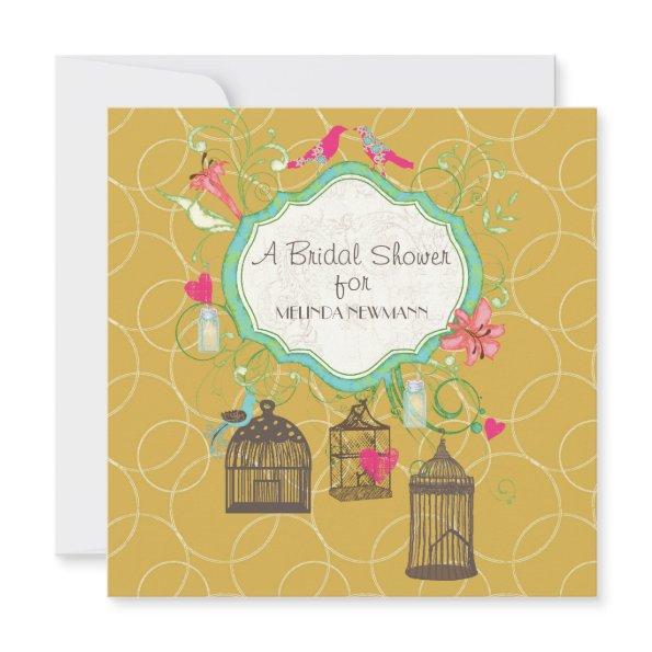 Mod Bird Cage Mason Jar Heart Floral
