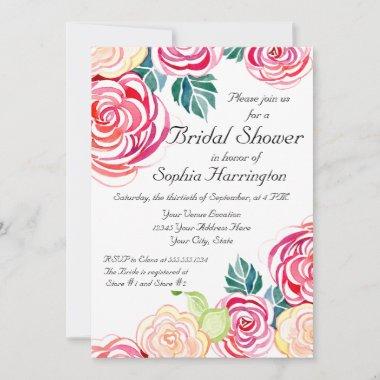 Mod Floral Roses Modern Art Flower Weddings Invitations