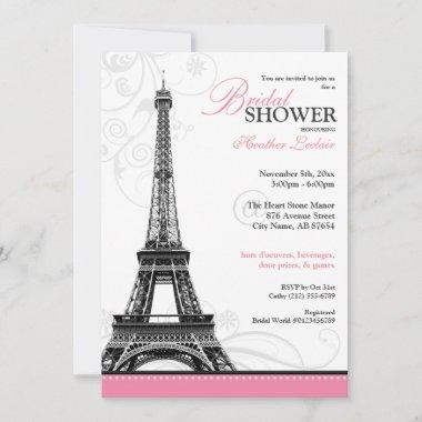 Mod Flourish Eiffel Tower Parisian Bridal Shower Invitations
