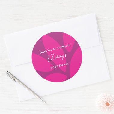 Mod Flower Petals Botanical Fuchsia Bridal Shower Classic Round Sticker