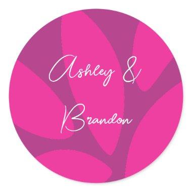 Mod Flower Petals Botanical Fuchsia  Classic Round Sticker