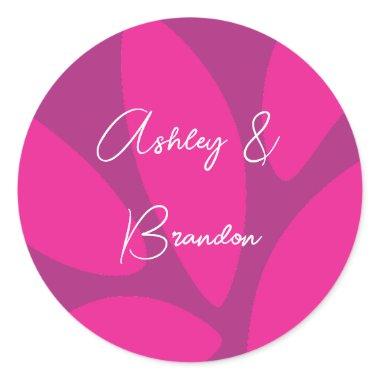 Mod Flower Petals Botanical Fuchsia Bridal Shower Classic Round Sticker