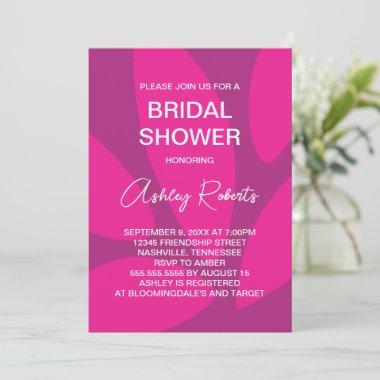 Mod Flower Petals Botanical Fuchsia Bridal Shower Invitations