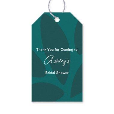 Mod Flower Petals Botanical Teal Bridal Shower Gift Tags