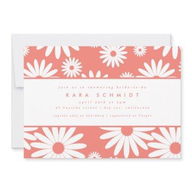 Mod Groovy Happy Daisy Hippie Pink Bridal Shower Invitations