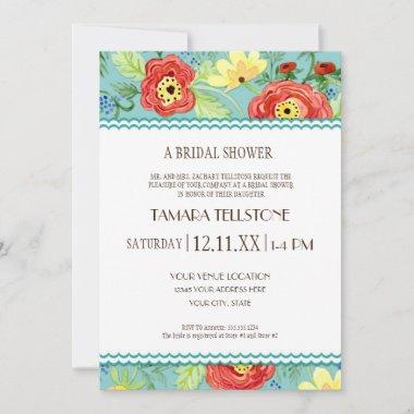 Mod Modern Floral Ranunculus Leaf Rose Bracket Invitations