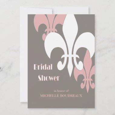 Modern 3 Fleur de Lis Bridal Shower Invitations