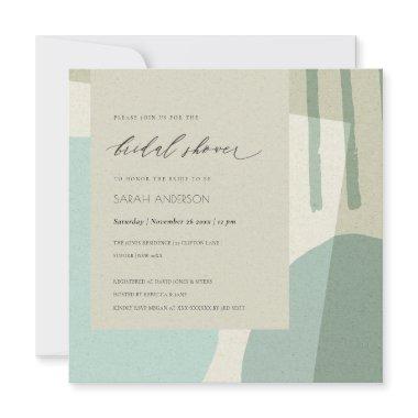 MODERN ABSTRACT AQUA BLUE ARTISTIC BRIDAL SHOWER Invitations