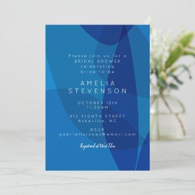 Modern Abstract Art in Blue Unique Bridal Shower Invitations