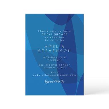 Modern Abstract Art in Blue Unique Bridal Shower Invitations