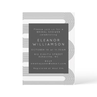 Modern Abstract Black White Lines Bridal Shower Invitations