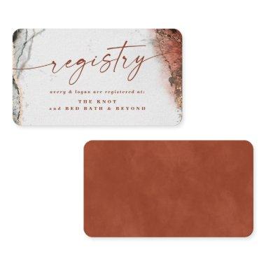 Modern Abstract Burnt Orange Fall Wedding Registry Enclosure Invitations