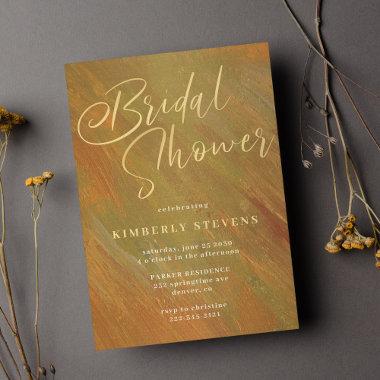 Modern abstract elegant gold script bridal shower Invitations