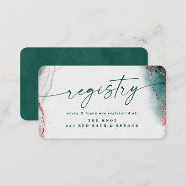 Modern Abstract Emerald Green Wedding Registry Enclosure Invitations