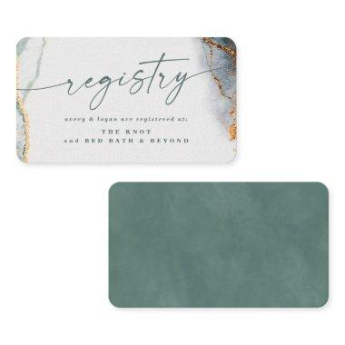 Modern Abstract Eucalyptus Green Wedding Registry Enclosure Invitations