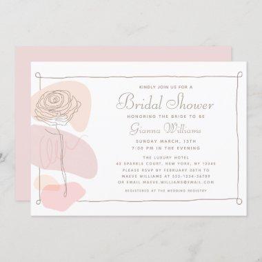 Modern Abstract Floral Rose Stylish Bridal Shower Invitations