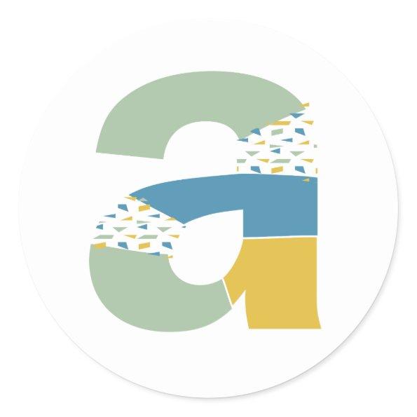 Modern Abstract Letter A Monogram Personalized Classic Round Sticker
